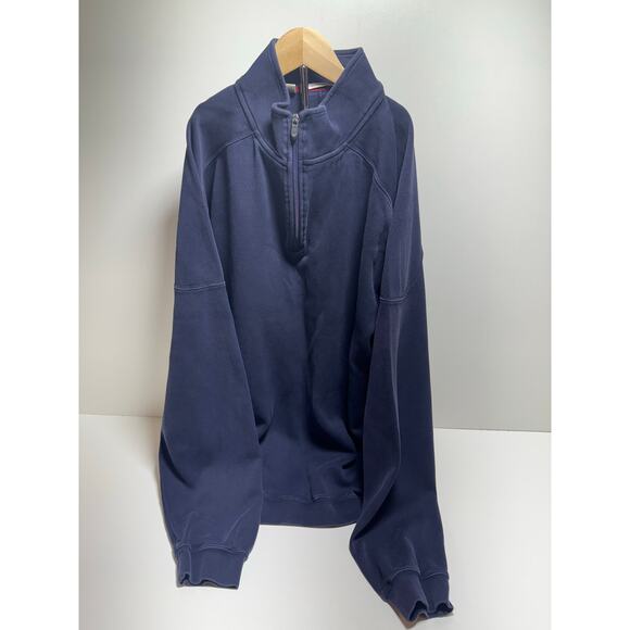 Cutter & Buck Large Navy Blue Men’s 1/4 zip Pullover Pima Cotton Preppy - Picture 1 of 9